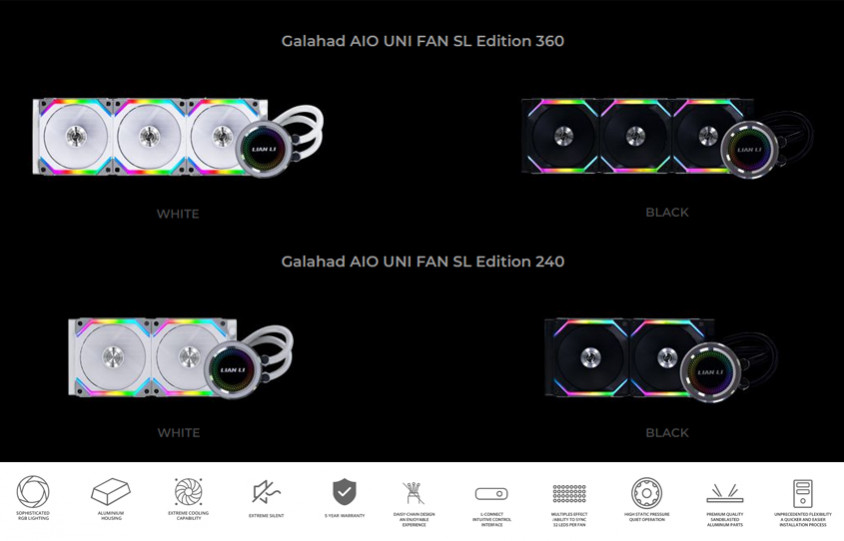 Lian Li Galahad AIO 360 UNI Fan SL Edition Black İşlemci Sıvı Soğutucu 