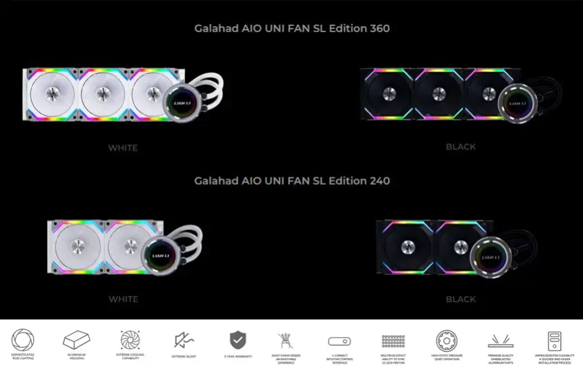 Lian Li Galahad AIO UNI Fan SL Edition 360mm Siyah RGB İşlemci Sıvı Soğutucu (G89.GA360SLB.01)