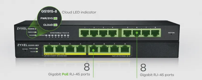 Zyxel GS1915-8EP Yönetilebilir Switch