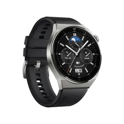 Huawei Watch GT3 Pro 46mm Titanyum Kasa Siyah Kauçuk Kayış