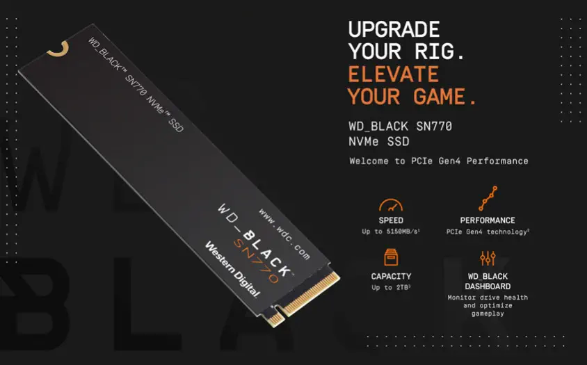 WD Black SN770 WDS200T3X0E 2TB PCIe NVMe M.2 SSD Disk