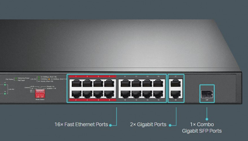 TP-Link  TL-SL1218P Yönetilemez Switch