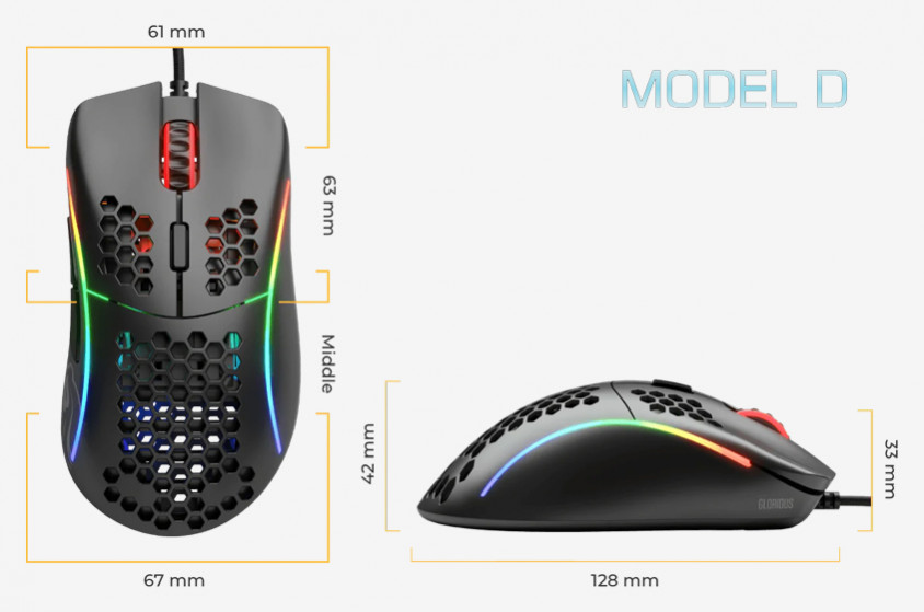 Glorious Model D GLRGD-GBLACK Kablolu Gaming Mouse
