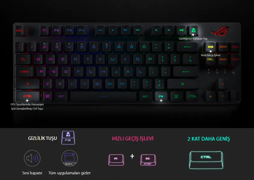 Asus ROG Strix Scope RX TKL Wireless Deluxe Optik Mekanik Kablosuz Gaming Klavye