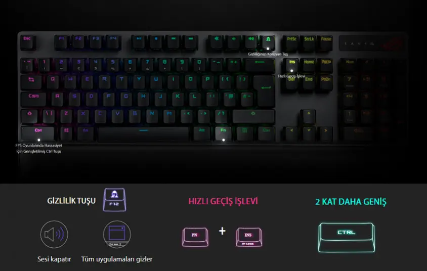 ASUS ROG Strix Scope NX Wireless Deluxe Mekanik Kablosuz Gaming Klavye