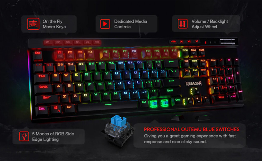 Redragon K580 Vata Mekanik Kablolu Gaming Klavye