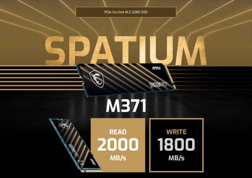 MSI Spatium M371 500GB PCIe NVMe M.2 SSD Disk