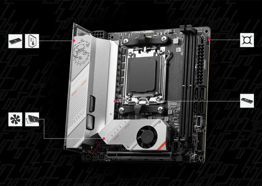 MSI MPG B650I EDGE WIFI Soket AM5 DDR5 6600(OC)MHz Mini-ITX Gaming Anakart