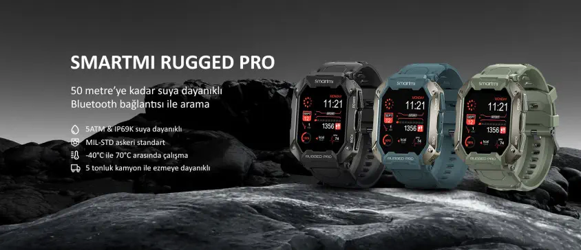 Smartmi Rugged Pro Akıllı Saat Siyah