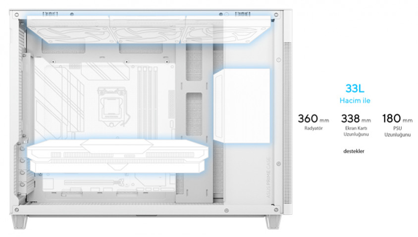 Asus Prime AP201 Beyaz Micro-ATX Small Tower Kasa