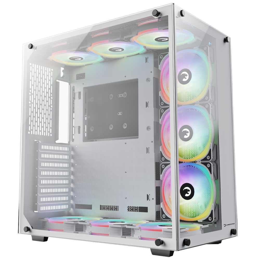 GamePower WARCRY ATX 6 * ARGB Sessiz Fan Temper Cam  Gaming RGB Kontrolcüsü ve Uzaktan Kumanda Beyaz Kasa