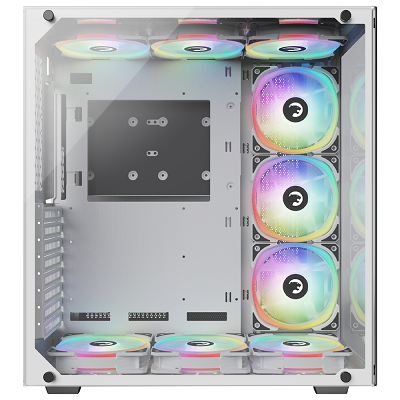 GamePower WARCRY ATX 6 * ARGB Sessiz Fan Temper Cam  Gaming RGB Kontrolcüsü ve Uzaktan Kumanda Beyaz Kasa