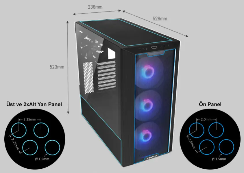 Lian Li Lancool III Beyaz RGB Mid-Tower E-ATX Gaming Kasa