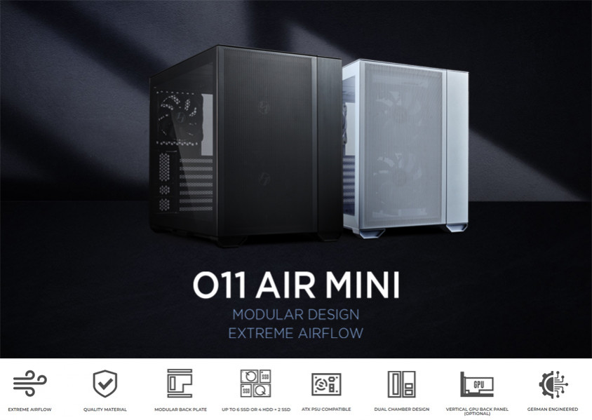 Lian Li O11 Air Mini Black O11AMX ATX Mini-Tower Gaming Kasa