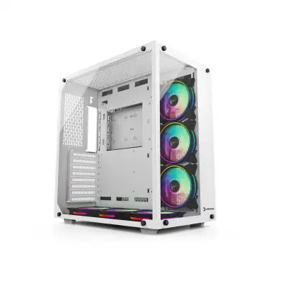 GamePower WARCRY ATX 6 * ARGB Sessiz Fan Temper Cam Gaming RGB Kontrolcüsü ve Uzaktan Kumanda Beyaz Kasa
