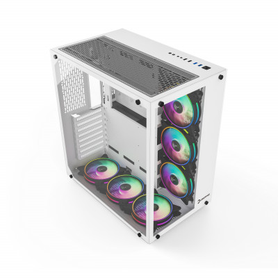 GamePower WARCRY ATX 6 * ARGB Sessiz Fan Temper Cam Gaming RGB Kontrolcüsü ve Uzaktan Kumanda Beyaz Kasa