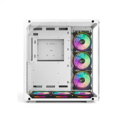 GamePower WARCRY ATX 6 * ARGB Sessiz Fan Temper Cam Gaming RGB Kontrolcüsü ve Uzaktan Kumanda Beyaz Kasa
