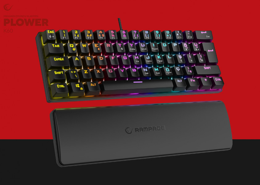 Rampage Plower K60 Siyah Mekanik Kablolu Mini Gaming Klavye