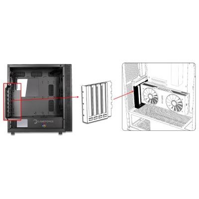 GamePower Dawn TG E-ATX ARGB (1xARGB+3xSiyah) Fan Temperli Cam Gaming Siyah Kasa