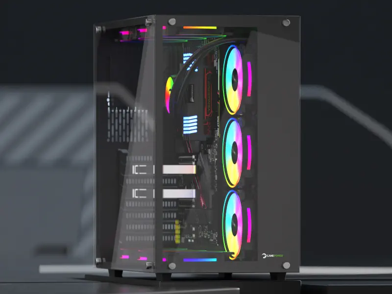GamePower WARCRY ATX 6xARGB Temper Cam Gaming RGB Kontrolcüsü ve Uzaktan Kumanda Kasa
