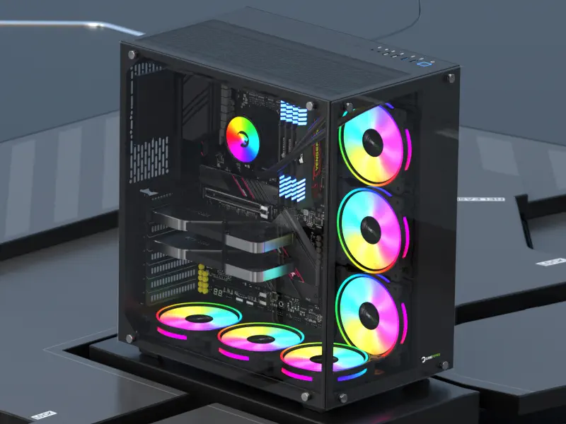 GamePower WARCRY ATX 6xARGB Temper Cam Gaming RGB Kontrolcüsü ve Uzaktan Kumanda Kasa