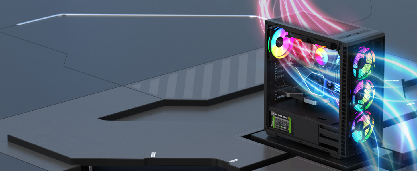 GamePower Horizon Gaming 4*120mm RGB Fan Mesh Kasa RGB Kontrolcü ve Uzaktan Kumanda