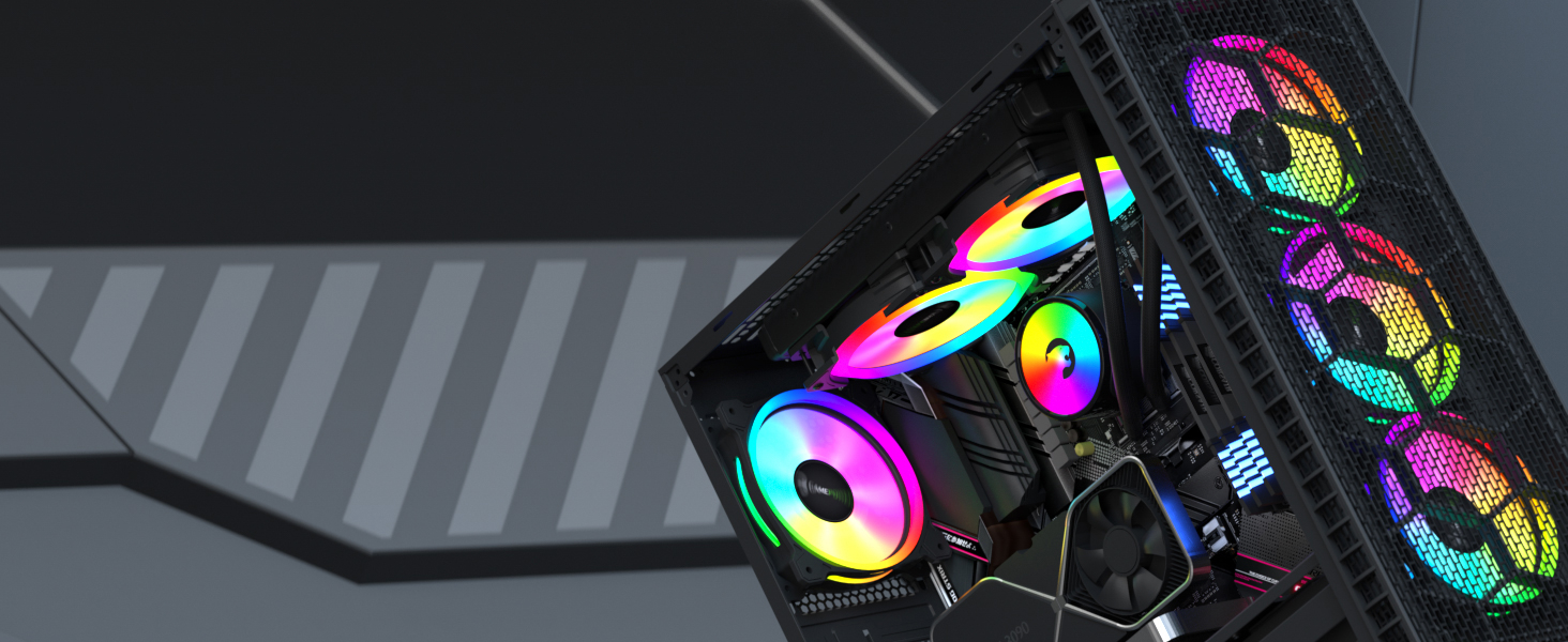 GamePower Horizon Gaming 4*120mm RGB Fan Mesh Kasa RGB Kontrolcü ve Uzaktan Kumanda