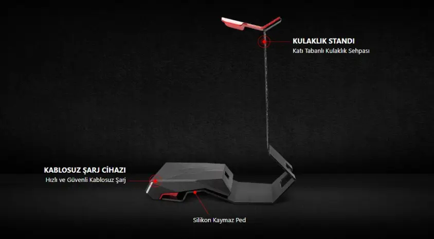 MSI HS01 Combo RGB Gaming Kulaklık Standı ve Kablosuz Şarj