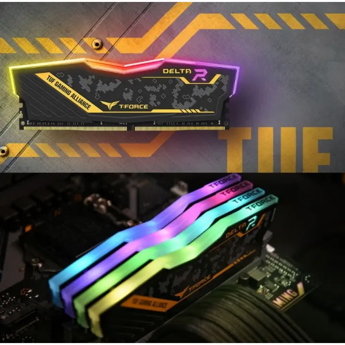 Team T-Force TUF Yellow Delta RGB16GB(1x16GB) 3200Mhz DDR4 (TF9D416G3200HC16F01)