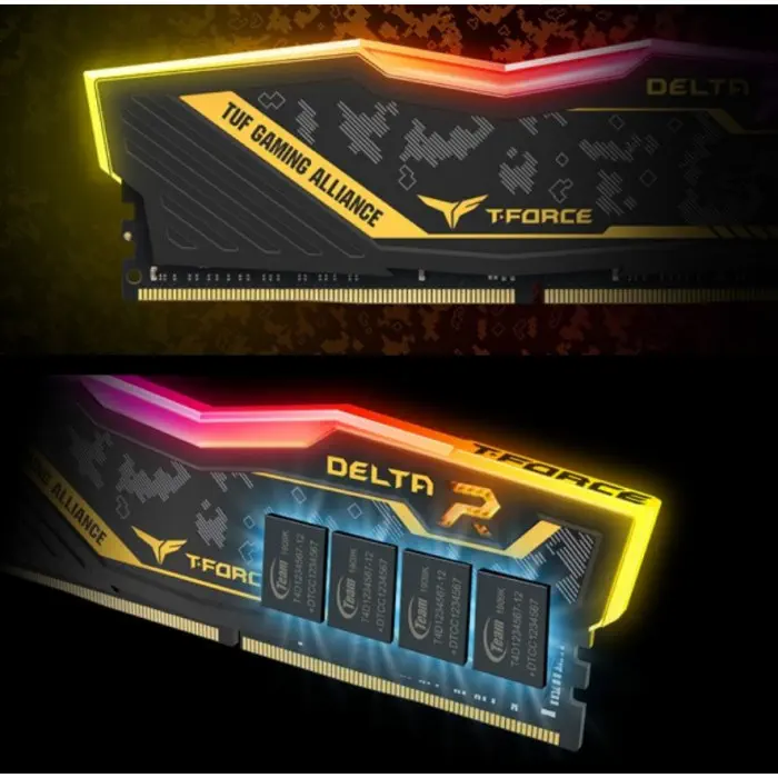 Team T-Force TUF Yellow Delta RGB16GB(1x16GB) 3200Mhz DDR4 (TF9D416G3200HC16F01)