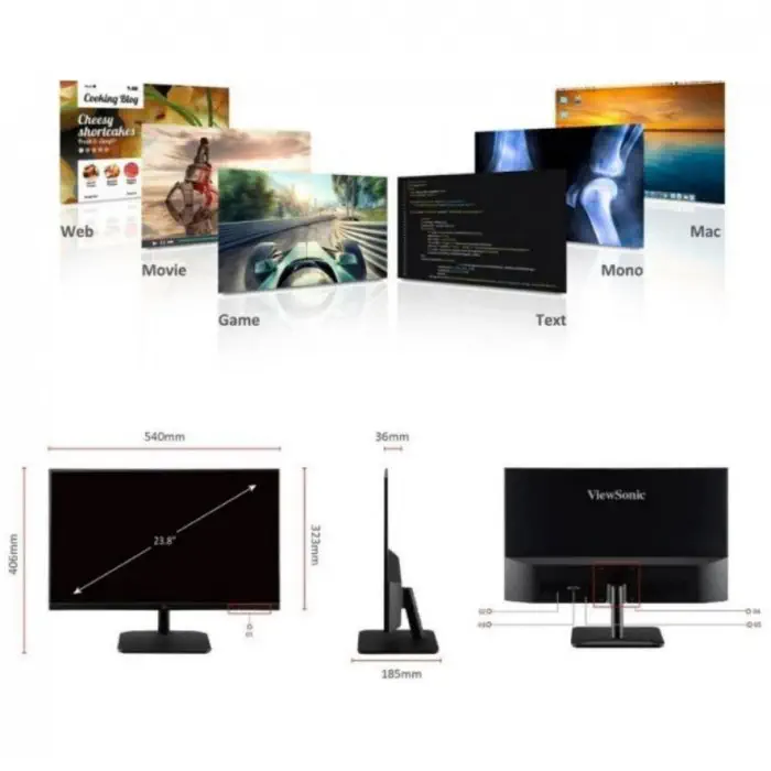 Viewsonic 23.8″ VA2432-H 4ms 75Hz IPS HDMI VGA Full HD Monitör