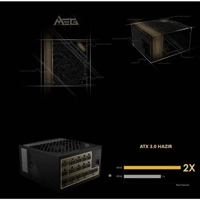 MSI MEG Ai1300P PCIE5 1300W 80+ Platinum Full Modüler Power Supply