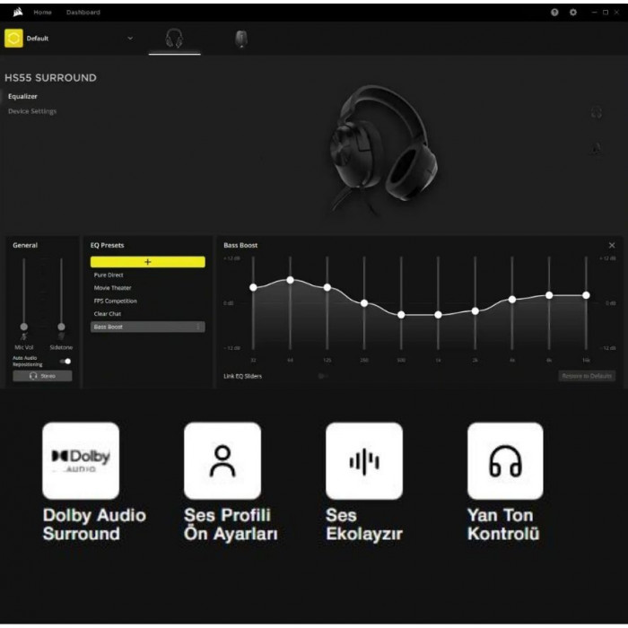 Corsair HS55 CA-9011265-EU Mikrofonlu Siyah Kulaklık 