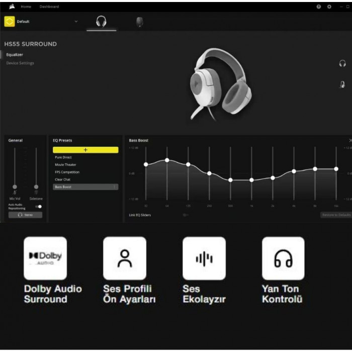 Corsair HS55 CA-9011265-EU Mikrofonlu Beyaz Kulaklık 