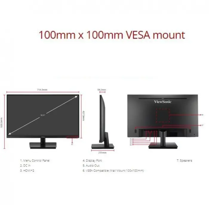 Viewsonic VA3209-2K-MHD 31.5” 4ms 75Hz IPS QHD Monitör