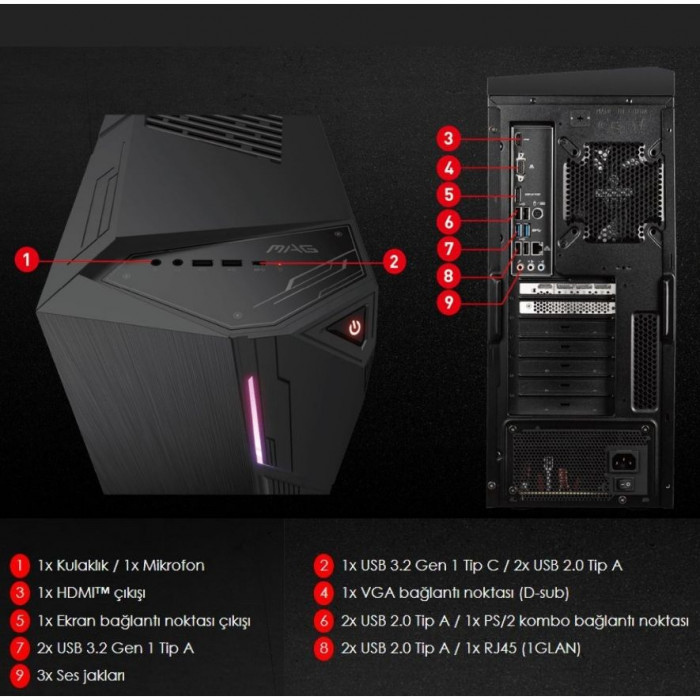 MSI MAG Codex 5 12TH-1201MYS Gaming Masaüstü Bilgisayar