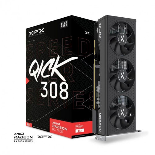 XFX Speedster QICK 308 AMD Radeon RX 7600 Black 8GB GDDR6 128Bit Gaming Ekran Kartı