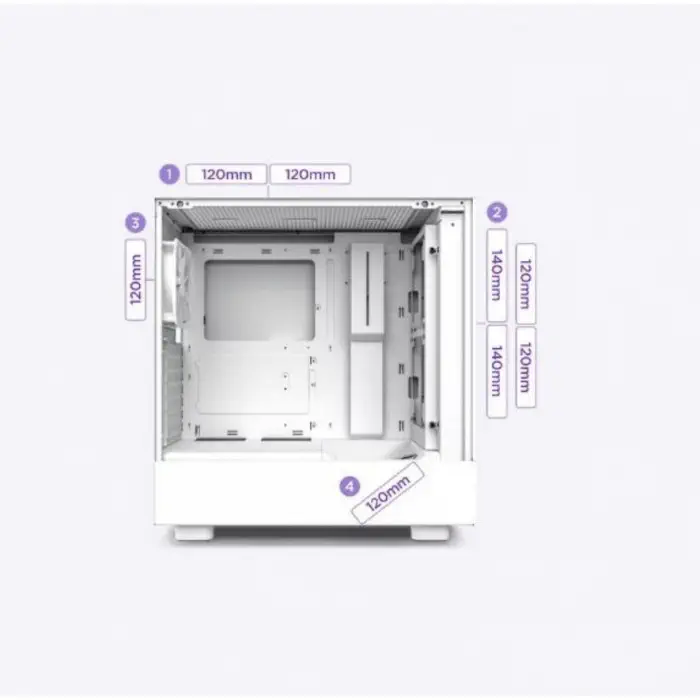 NZXT H Series H5 Flow CC-H51FW-R1 Beyaz ATX Mid Tower Gaming (Oyuncu) Kasa