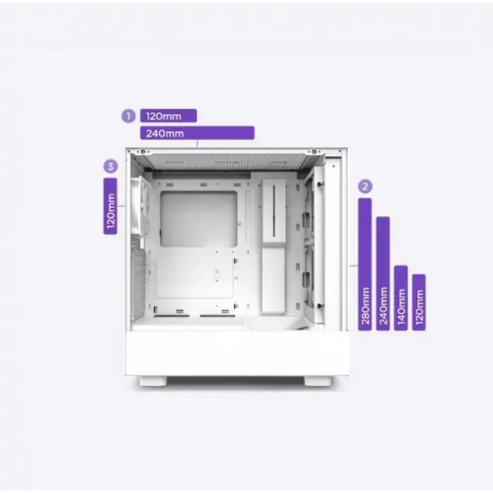 NZXT H Series H5 Flow CC-H51FW-R1 Beyaz ATX Mid Tower Gaming (Oyuncu) Kasa