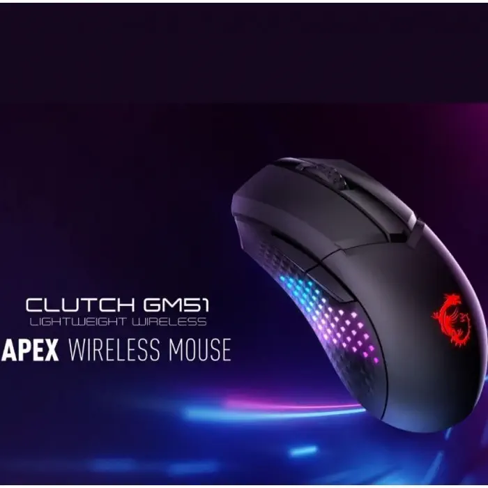 MSI Clutch GM51 Lightweigth Wireless 26000DPI 6 Tuş RGB Optik Kablosuz Gaming Mouse      