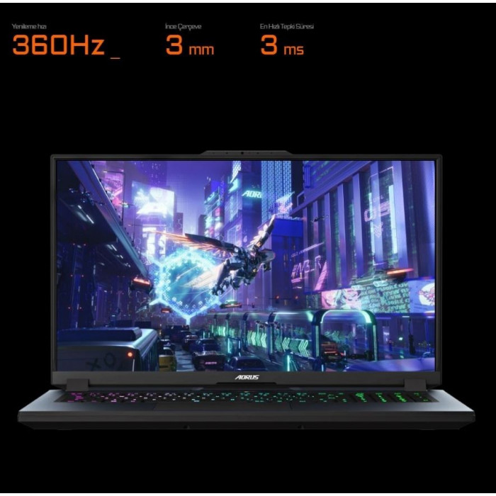 Gigabyte Aorus 7 9KF-E3EE513SD i5-12500H RTX 4060 360Hz 17.3″ FHD DOS Gaming Notebook 