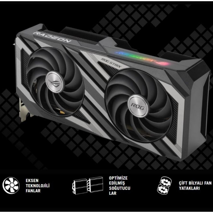 Asus ROG-STRIX-RX7600-O8G-GAMING GDDR6 128Bit DX12 Ekran Kartı