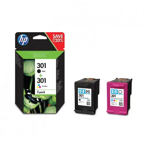 Hp N9J72AE (301) Siyah/ Üç Renkli 2`li Paket Kartuş