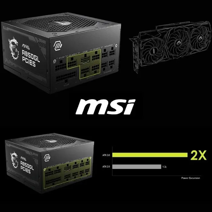 MSI MAG A850GL PCIE5 850W 80+ Gold Full Modüler Power Supply