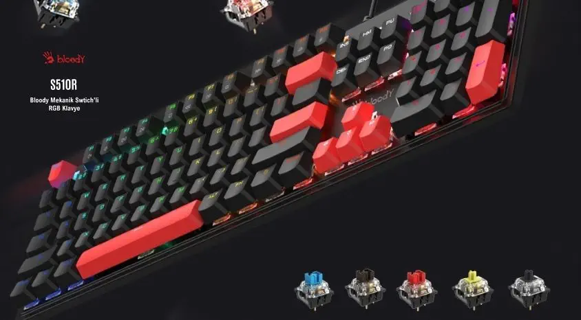 Bloody S510R Q TR RGB Mekanik Siyah Gaming Klavye