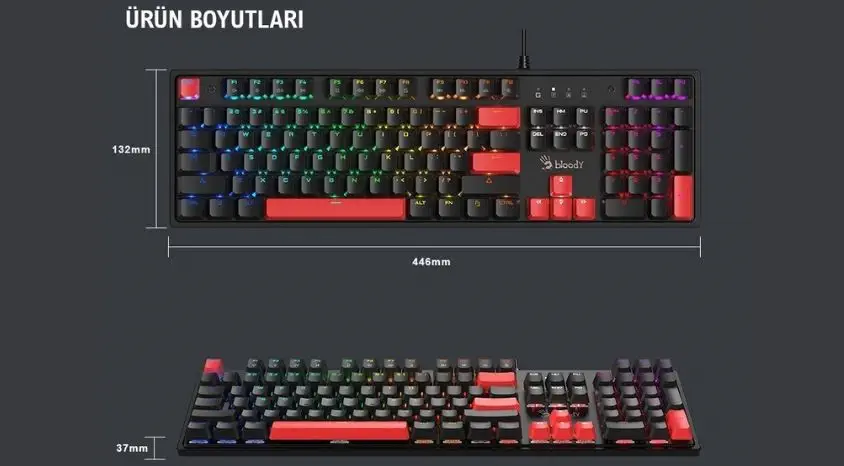 Bloody S510R Q TR RGB Mekanik Siyah Gaming Klavye