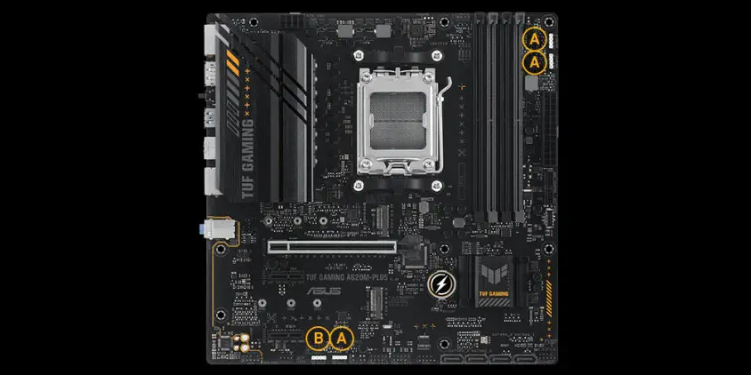ASUS TUF Gaming A620M-PLUS AMD A620 Soket AM5 DDR5 6400(OC)MHz mATX Anakart