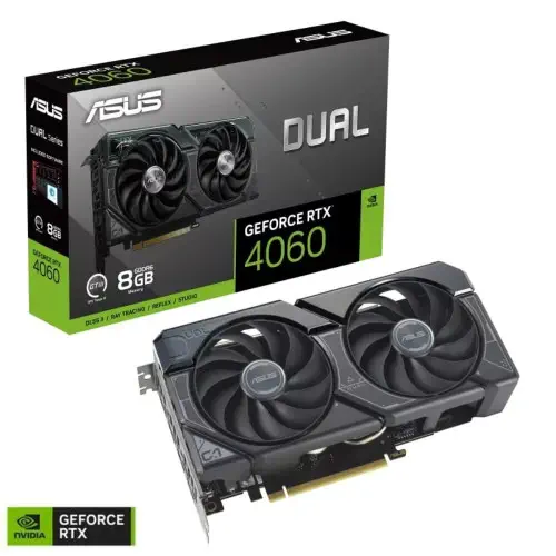 ASUS Dual RTX 4060 V2 OC DUAL-RTX4060-O8G-V2 8GB GDDR6 Bulk (Kutusuz) Ekran Kartı