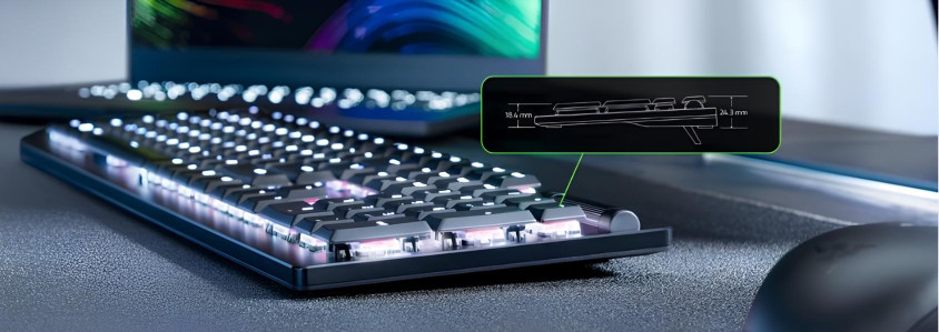 Razer DeathStalker V2  Low-Profile Red Switch ngilizce Mekanik Gaming  Klavye
