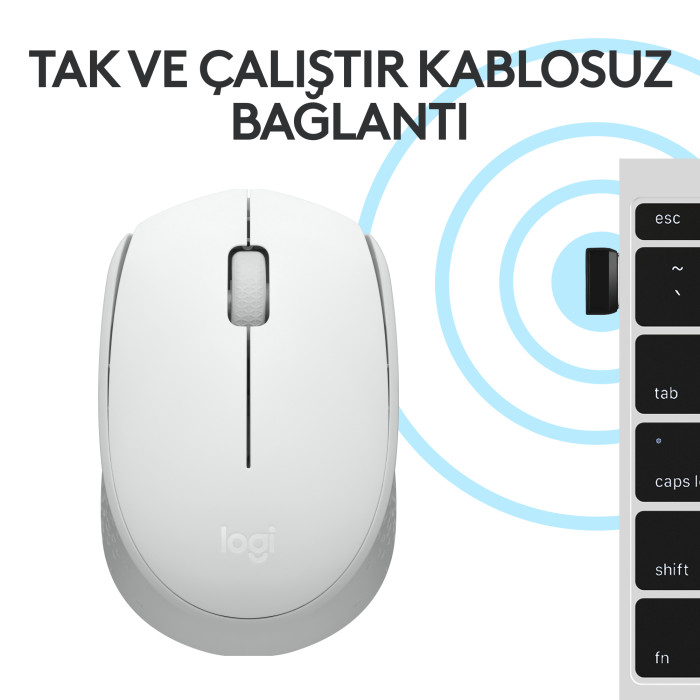 Logitech M171 3 Tuş Optik Beyaz Kablosuz Mouse - 910-006867